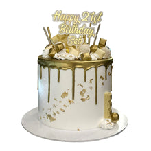 Load image into Gallery viewer, White &amp; Gold Drip Themed Cake
