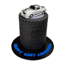 Load image into Gallery viewer, Tyre &amp; Car Themed Cake
