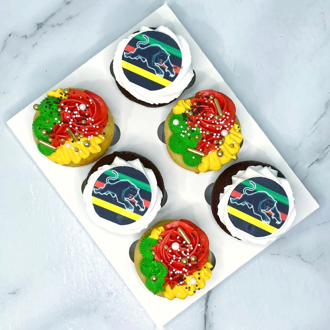 GO Panthers Themed Cupcakes (6 Pack)
