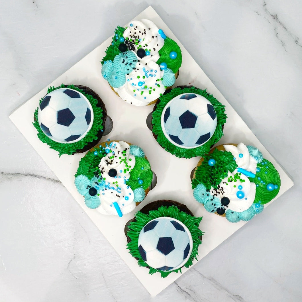 Soccer Themed Cupcakes (6 Pack)