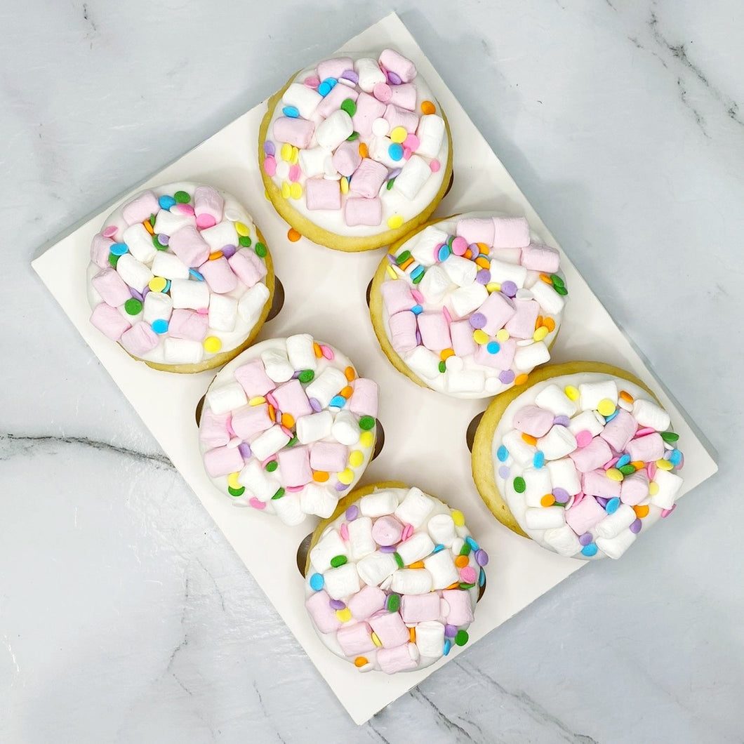 Marshmallow Rainbow Pastel Cupcakes (6 Pack)