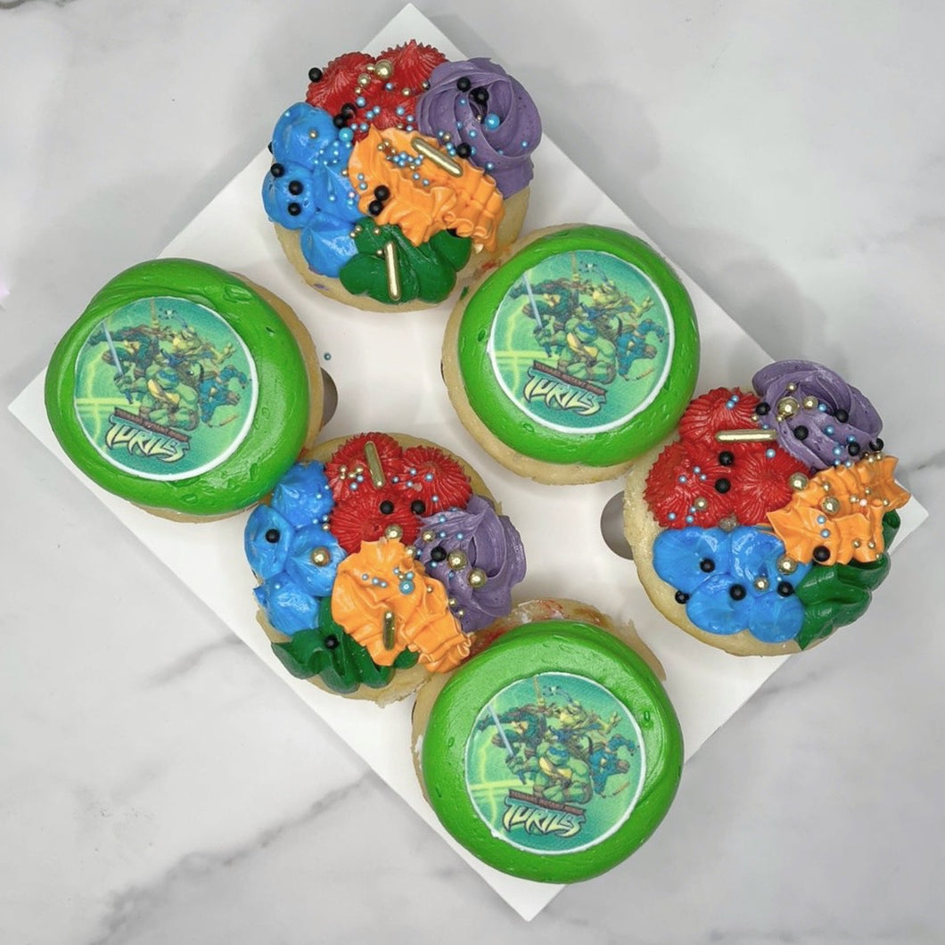 Turtle Ninja Themed Cupcakes (6 Pack)