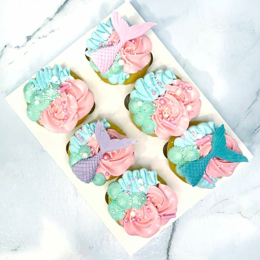 Mermaid Themed Cupcakes (6 Pack)