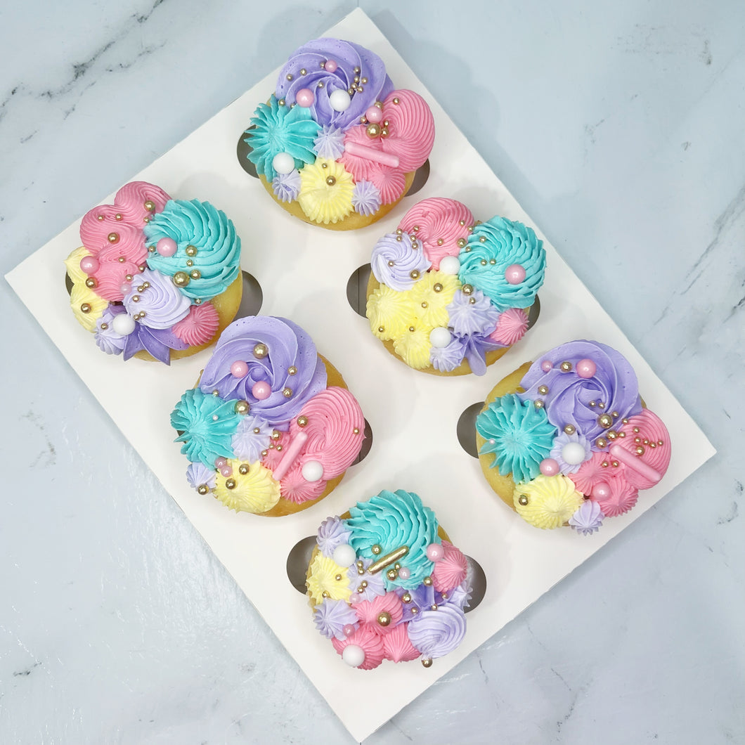 Pastel Rainbow Cupcakes (6 Pack)