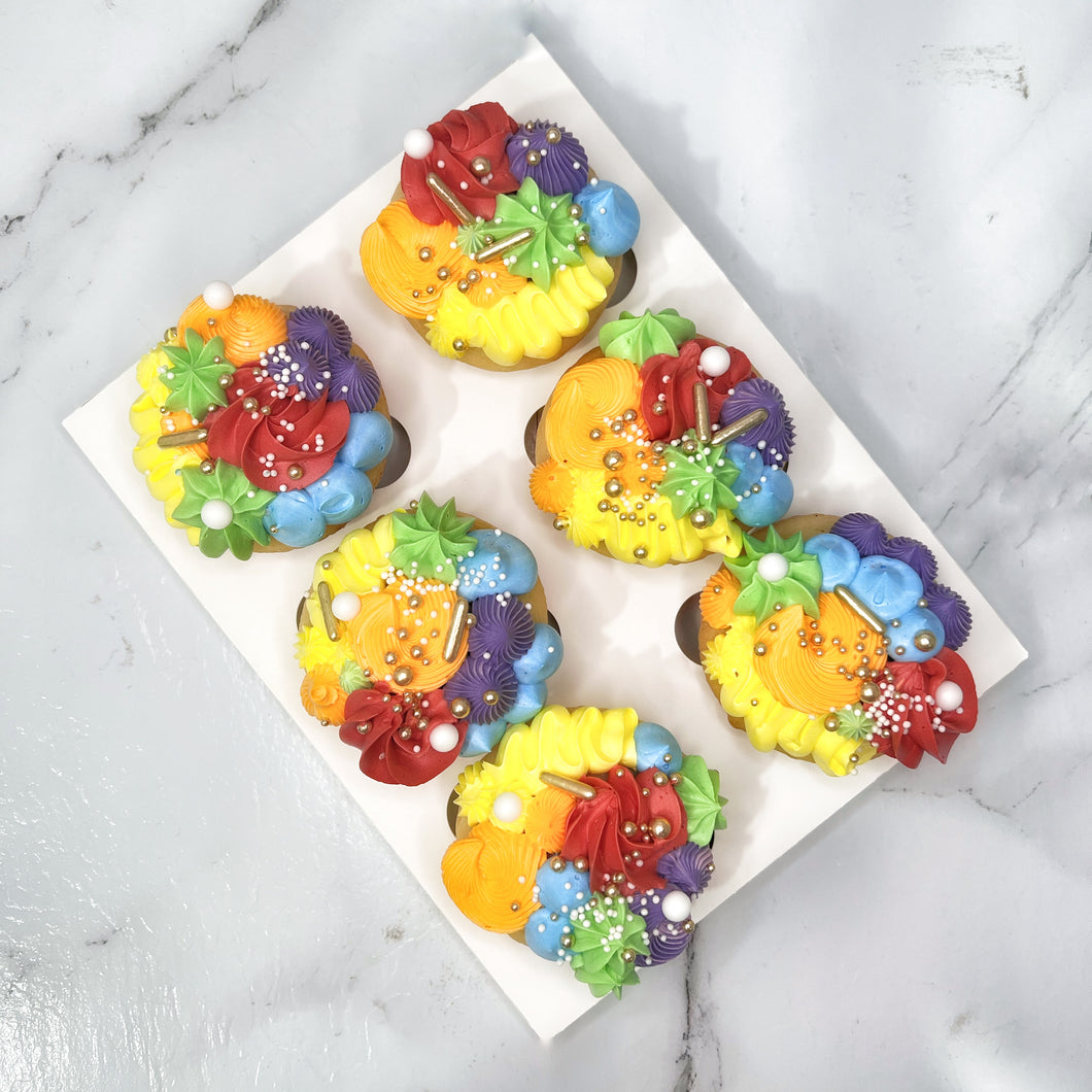 Bright Rainbow Cupcakes (6 Pack)