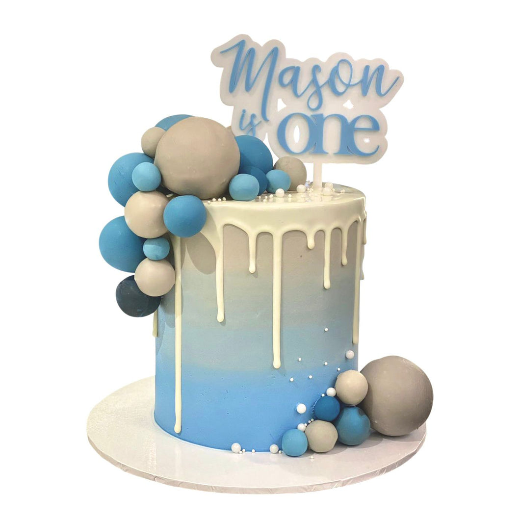 Blue and Beige Theme Cake