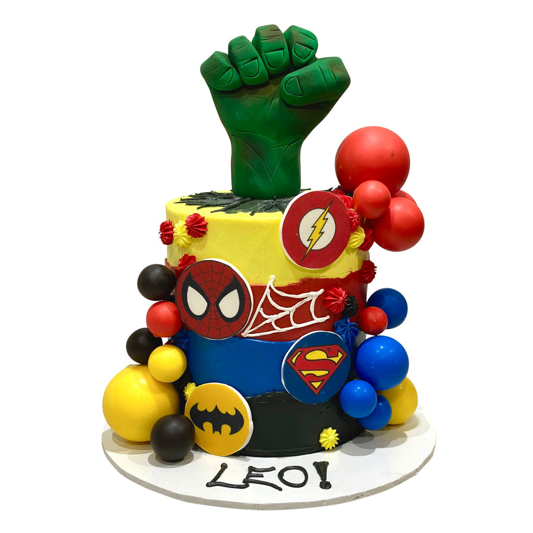Super Heros Tall Theme Cake