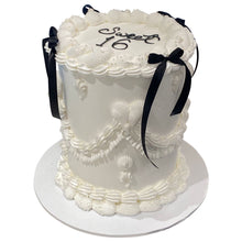 Load image into Gallery viewer, White Vintage w Ribbon Cake
