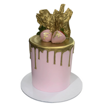 Load image into Gallery viewer, White &amp; Gold Simple Theme Cake

