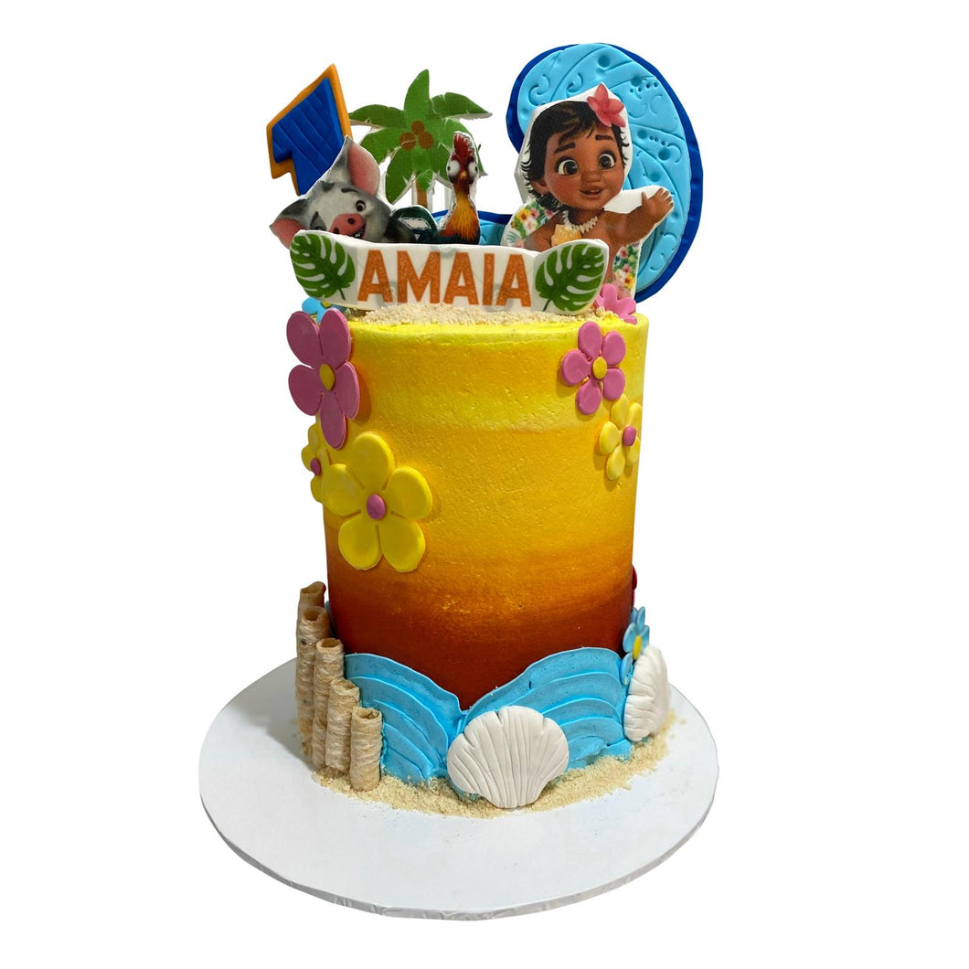 Baby Moana Themed Tall Cake