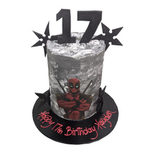 Load image into Gallery viewer, Dead Pool Themed Tall Cake
