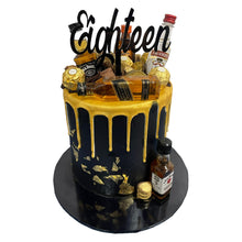 Load image into Gallery viewer, Black &amp; Gold Party Tall Cake (Buttercream)
