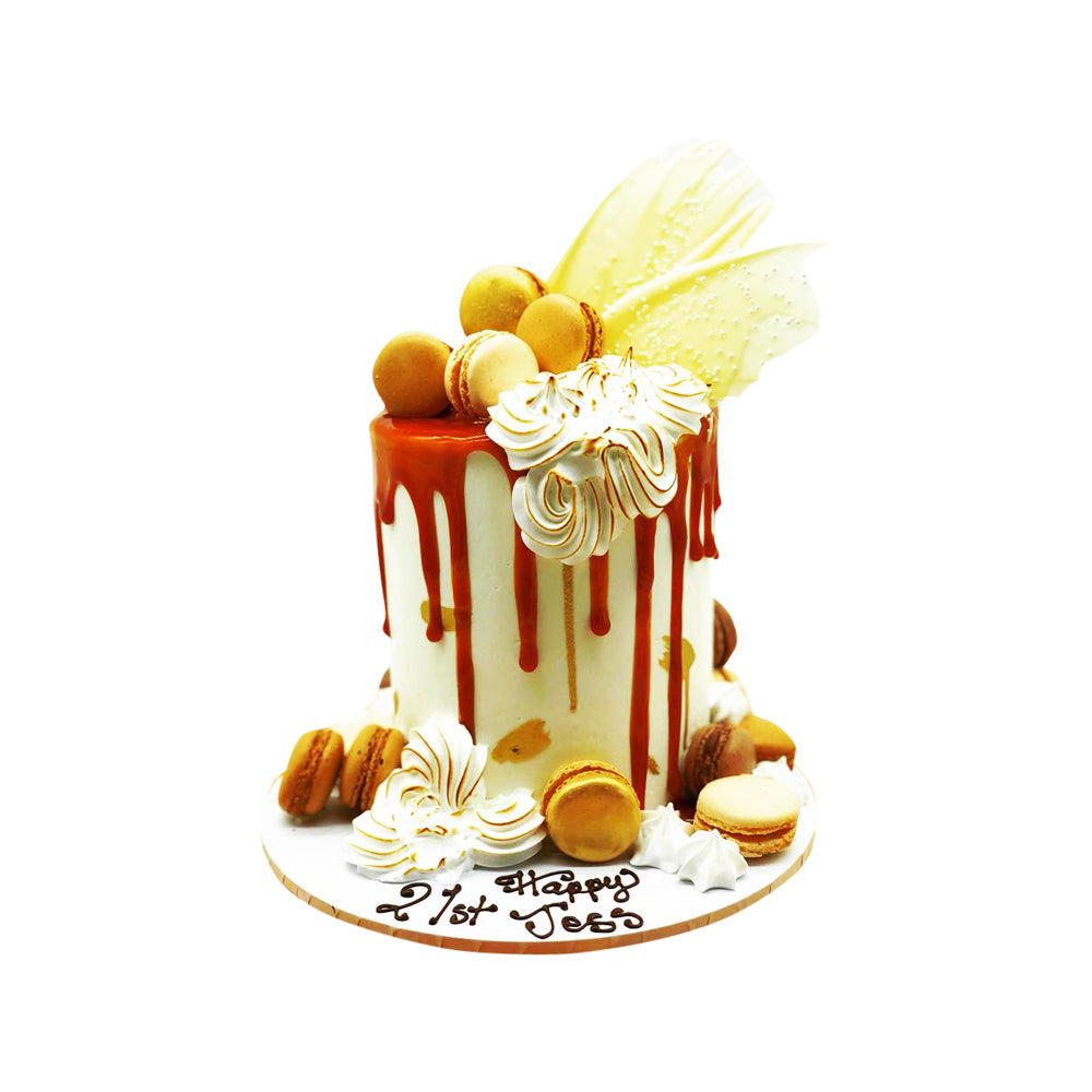 Caramel-Meringue Drip Cake