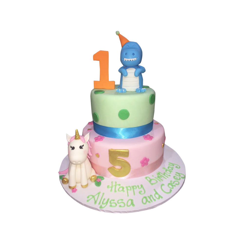 Dinosaur & Unicorn Cake
