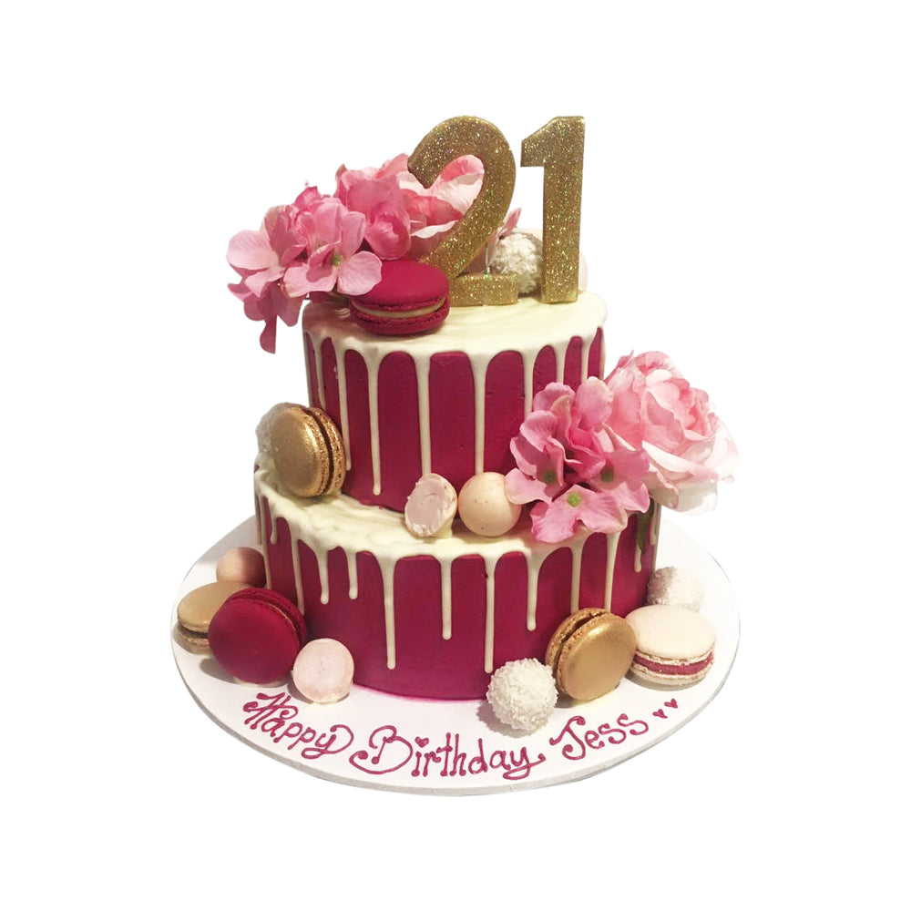 HotPink 2 Tier Drip Cake Poles Patisserie