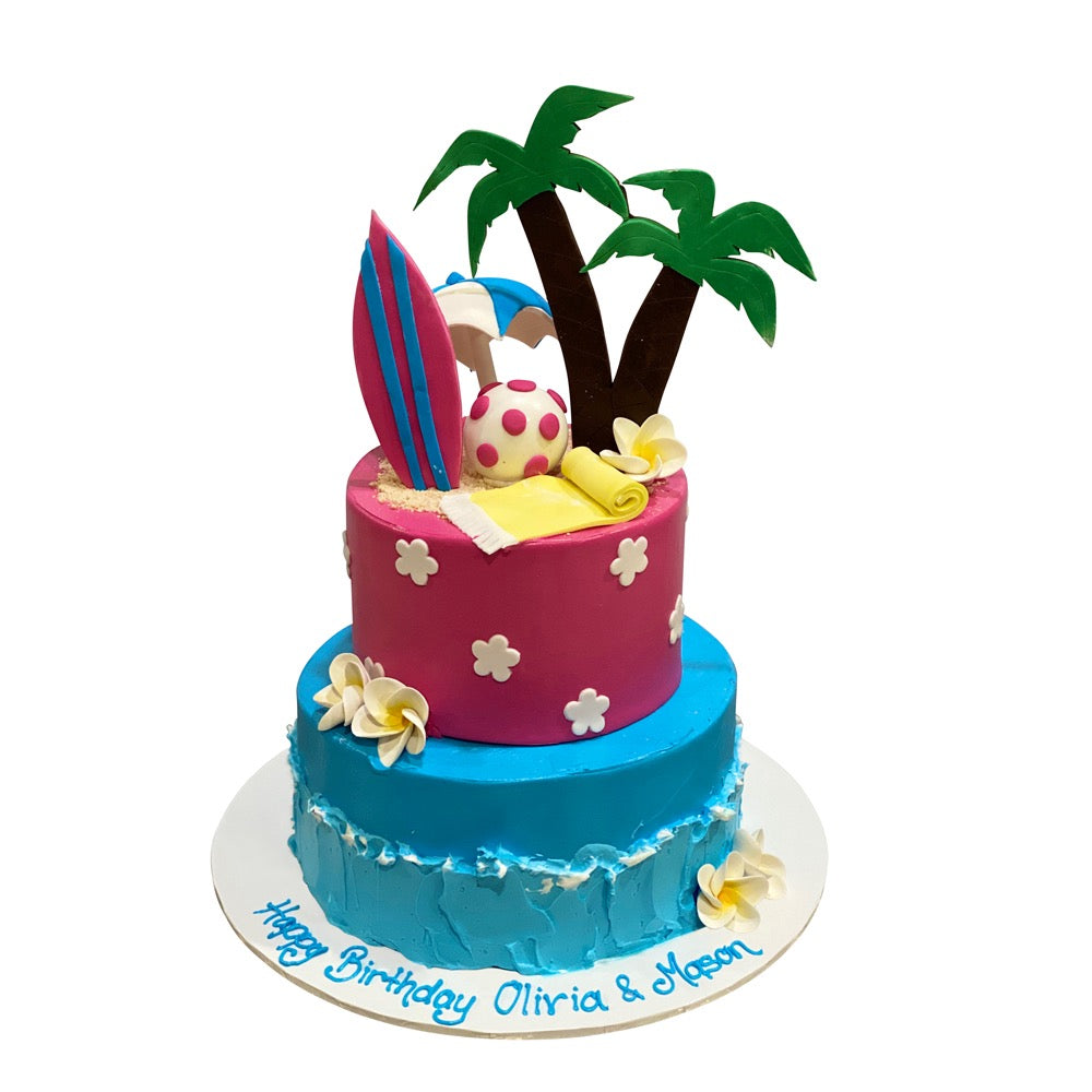 Tiered Beach Theme Cake