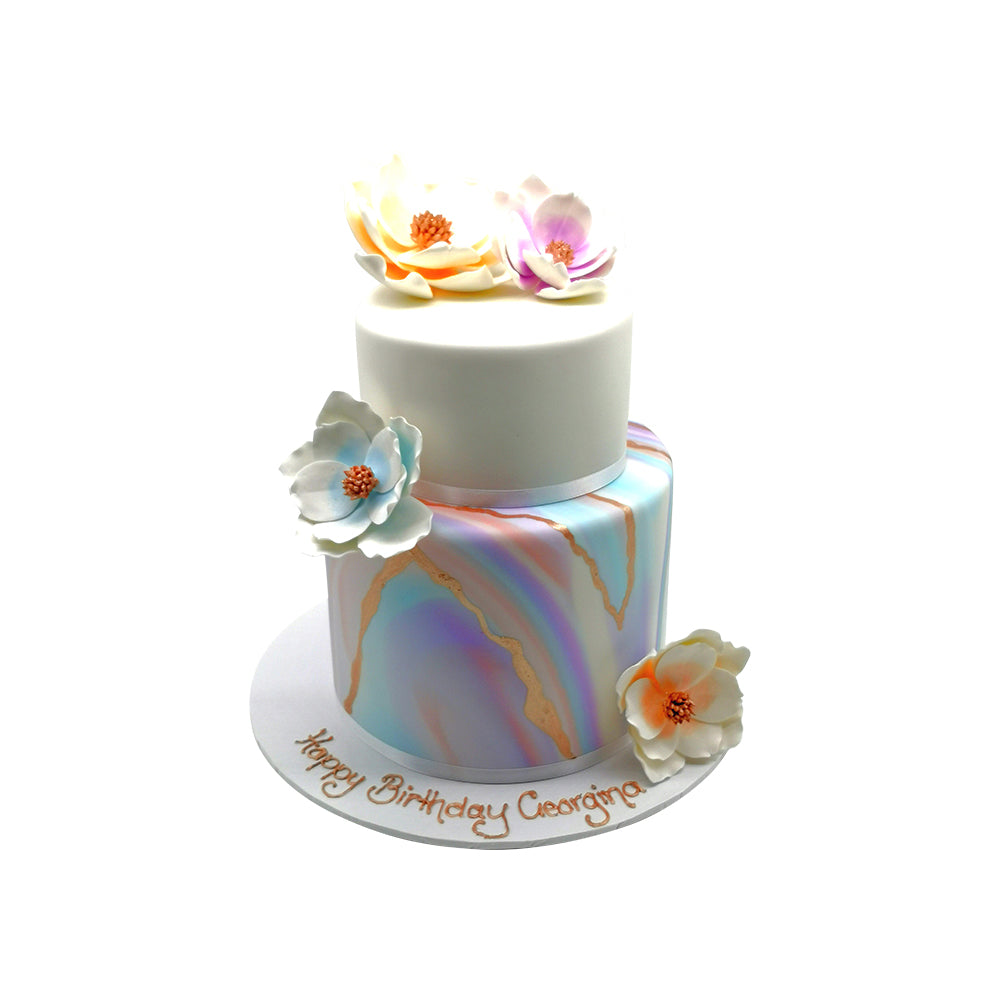 Marble Effect 2 Tier Cake