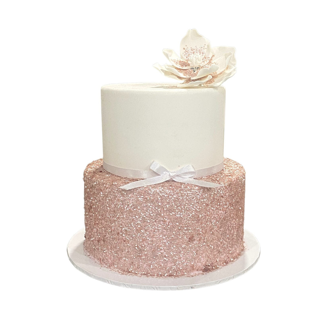 Rose Gold Glittered Tiered Cake