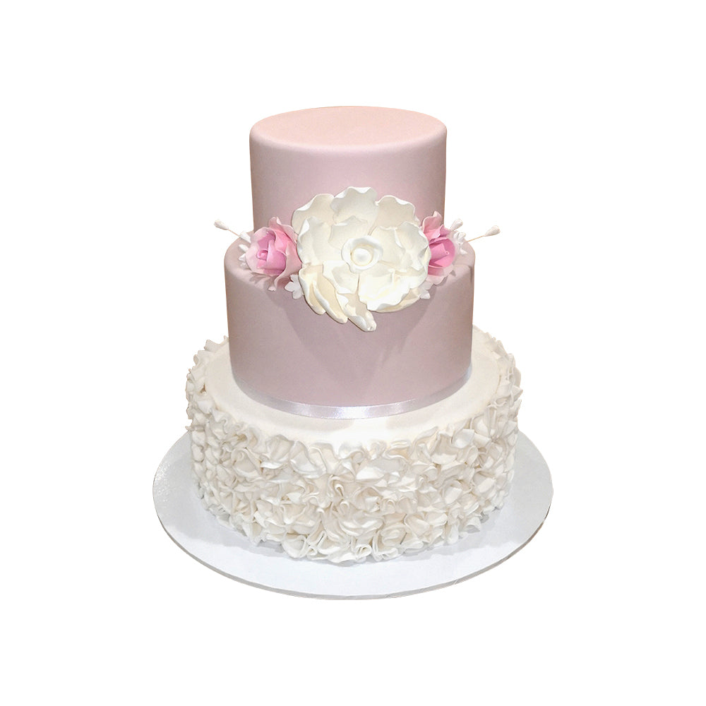 Baby Pink & White Ruffle Cake