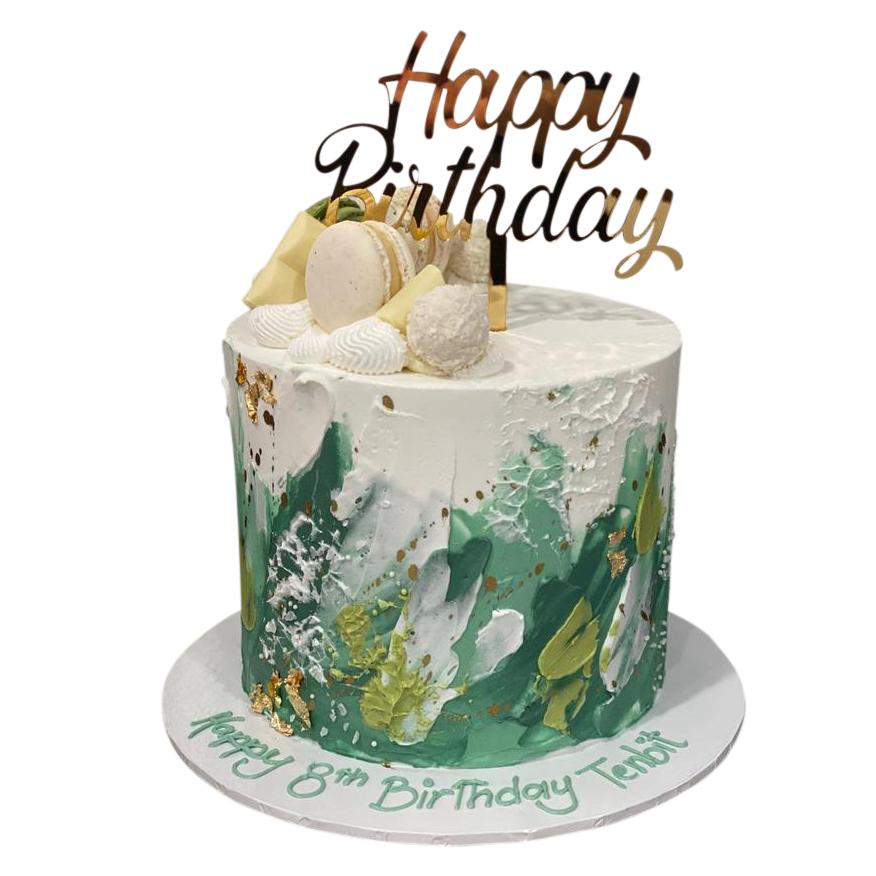 Shades of Green Themed Cake
