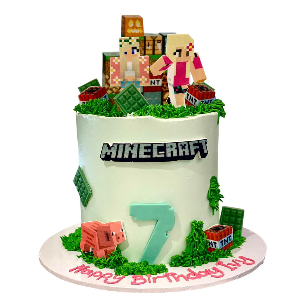 Mine Craft Buttercream Themed Cake