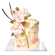 गैलरी व्यूवर में इमेज लोड करें, चौकोर कलात्मक लम्बे फूलों वाला केक
