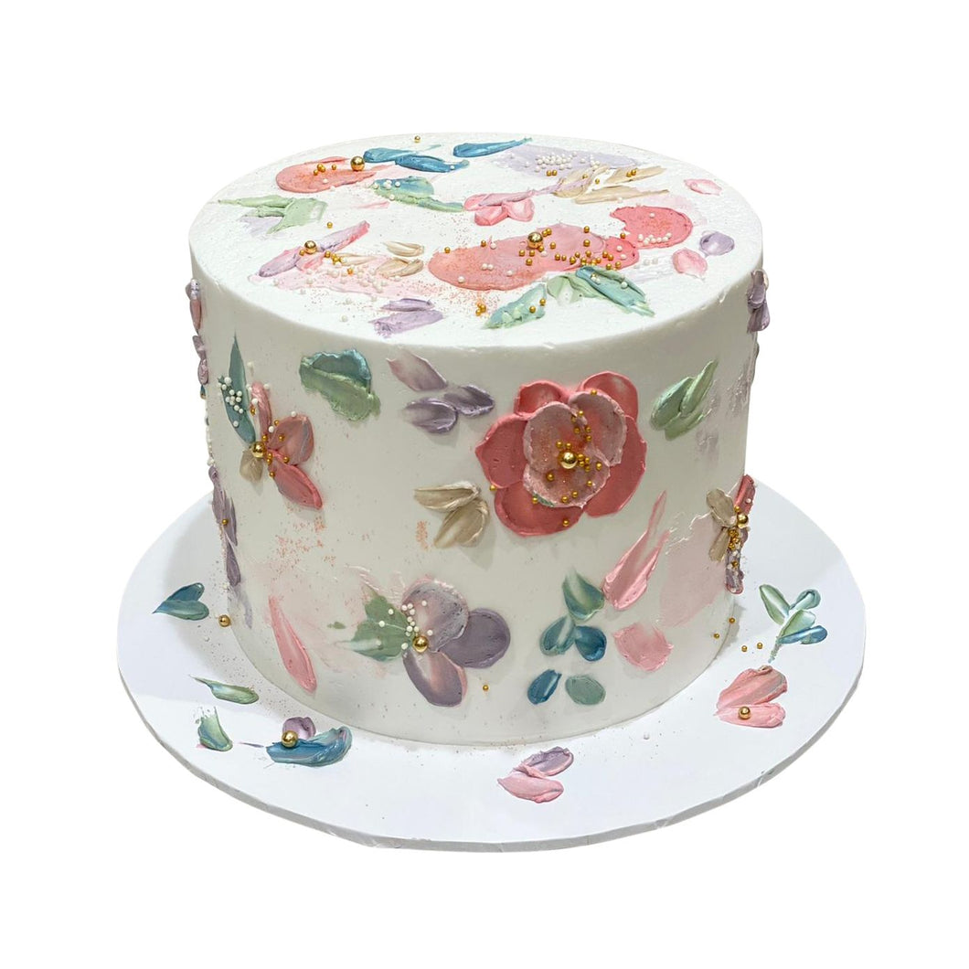 Painted Flowers Theme Cake