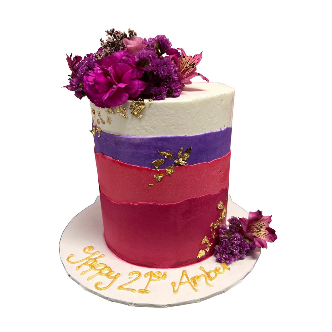 4 Colour Layer & Flowers Cake