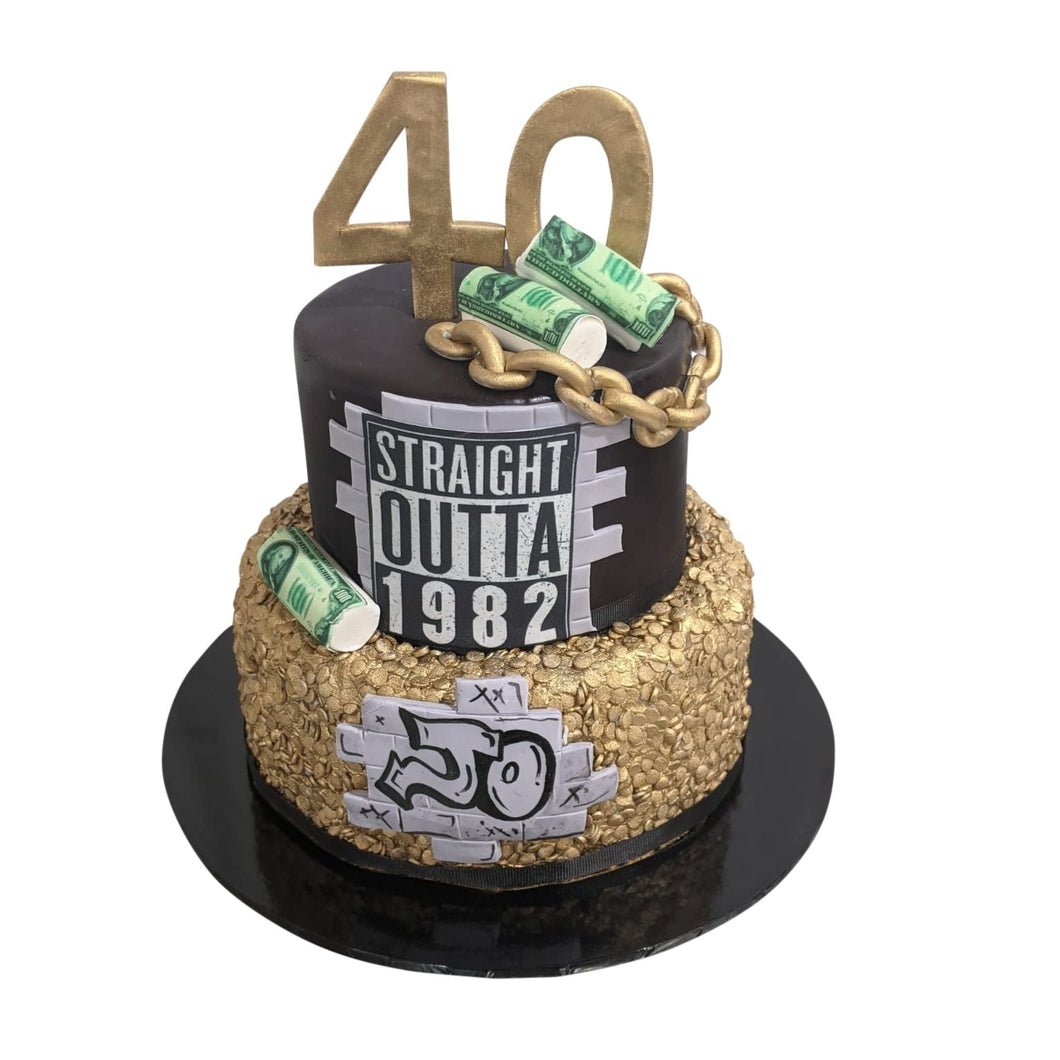 Ganster Themed 2 Tier Cake