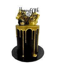Load image into Gallery viewer, Black &amp; Gold Luxe Tall Cake (Fondant)
