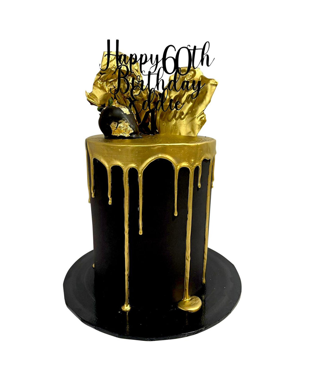Black & Gold Luxe Tall Cake (Fondant)