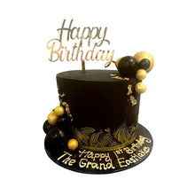 Load image into Gallery viewer, Black &amp; Gold Pattern Tall Cake
