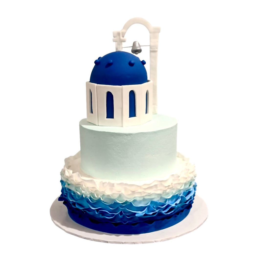 Greece Dreamed Vacation Tiered Cake