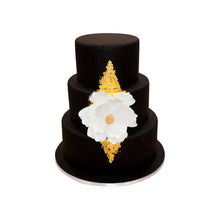 Load image into Gallery viewer, Black &amp; Gold 3 Tier Cake
