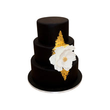 Load image into Gallery viewer, Black &amp; Gold 3 Tier Cake
